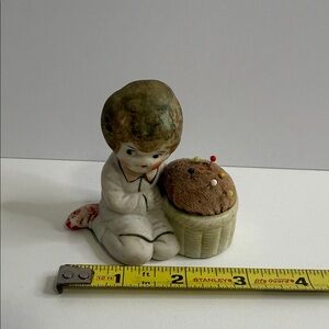 Stanley Ceramic Child Figurine with Pin Cushion